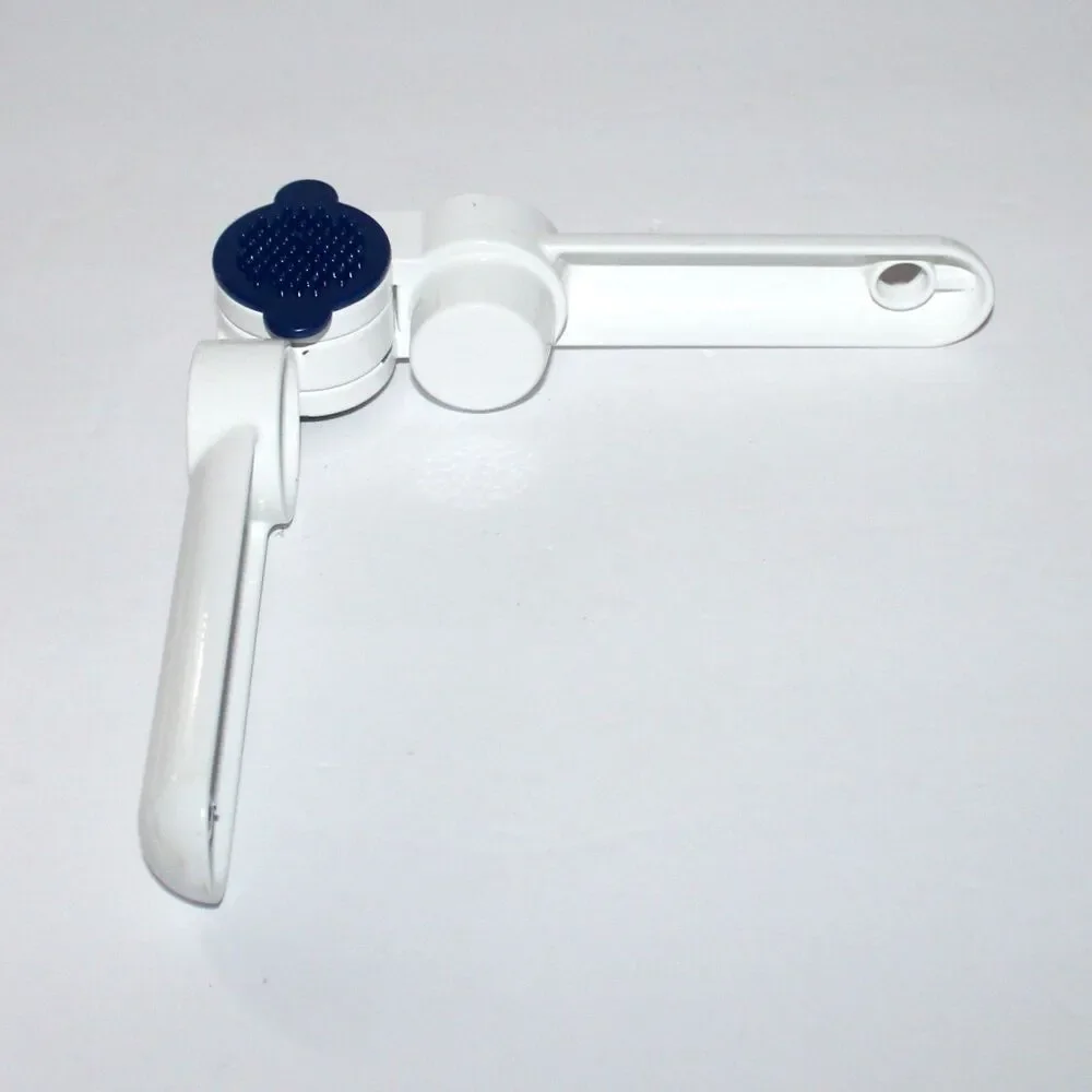 Tupperware Garlic Press with blue cleaning tool metal enamel white retro